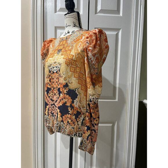 FLYING TOMATO BLOUSE BOROQUE PAISLEY SZ XS PUFFED SLEEVES FAIRY CORE - Picture 5 of 16